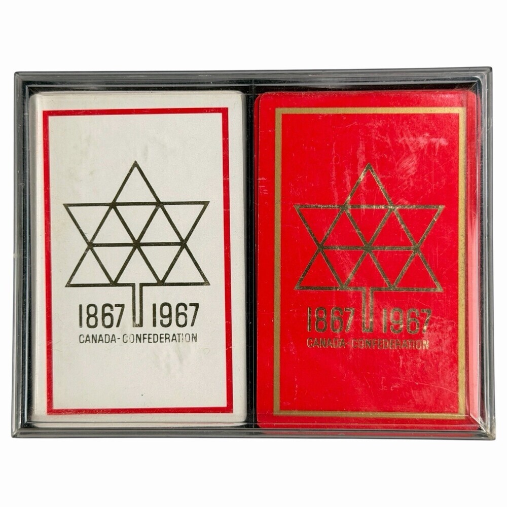 Canada Centennial Confederation Playing Cards 2 Deck Collector Set Red White VTG